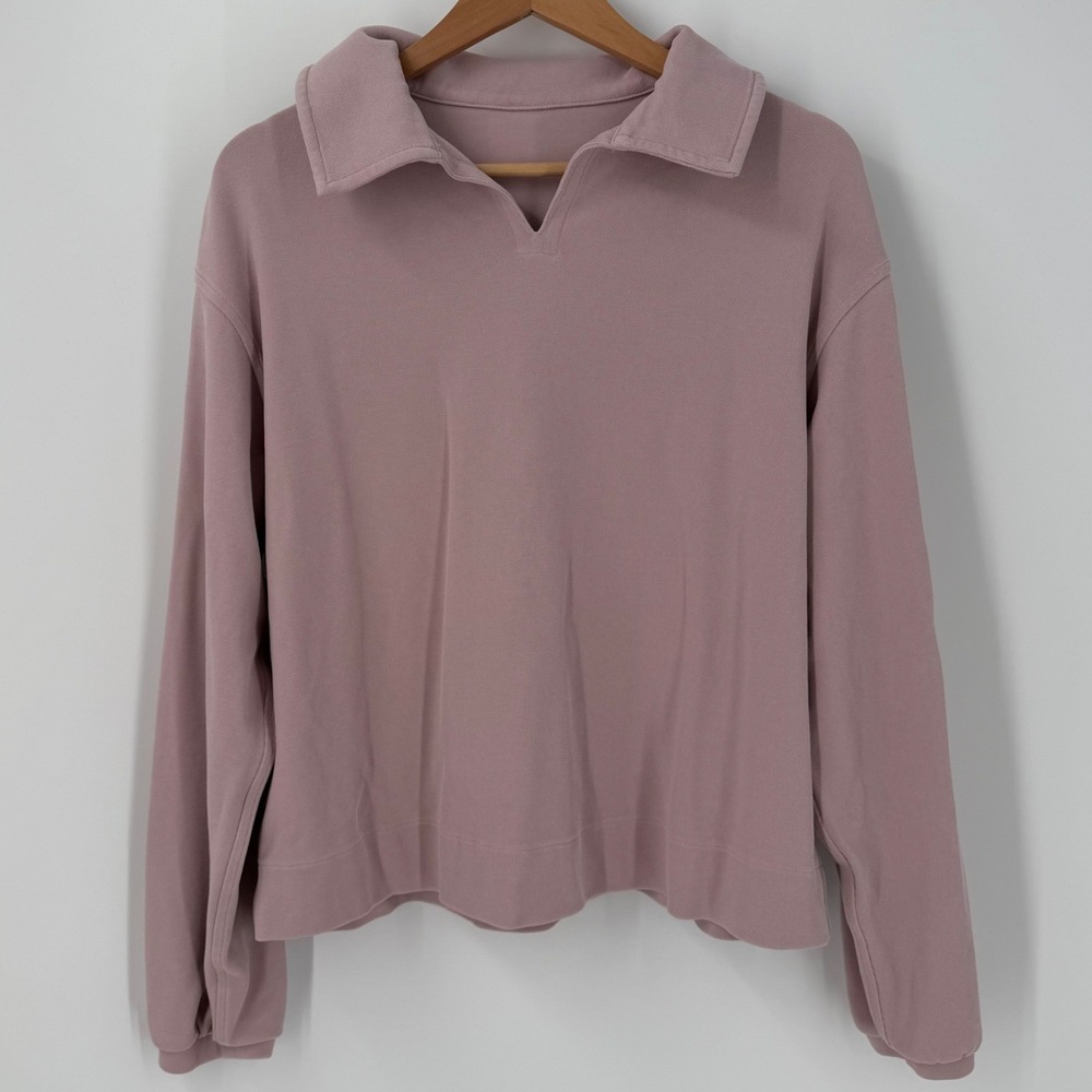 Lululemon Softstream Pique Oversized Longsleeve Polo Top Womens SZ XS Minimalist